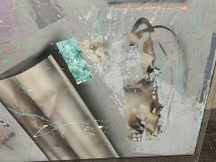 SIGNED LARGE LUCITE CASED POST MODERN ABSTRACT PAINTING ON CANVAS - 3430834