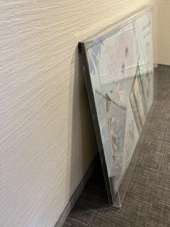 SIGNED LARGE LUCITE CASED POST MODERN ABSTRACT PAINTING ON CANVAS - 3430841