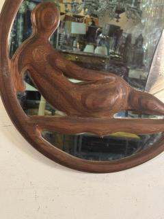 SIGNED ORGANIC MODERNIST ARTISAN WOOD RECLINING NUDE MIRROR - 4105095