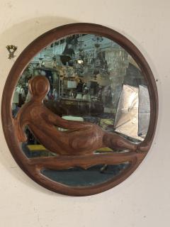 SIGNED ORGANIC MODERNIST ARTISAN WOOD RECLINING NUDE MIRROR - 4105097