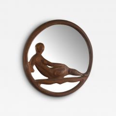 SIGNED ORGANIC MODERNIST ARTISAN WOOD RECLINING NUDE MIRROR - 4106312