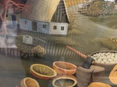 SIGNED RED ROOSTER WITH PUMPKINS FARMLAND FRAMED GLASS REVERSED PAINTING - 4455546