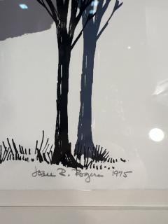 SIGNED THREE SCENE AUTUMN SUN AND TREESCAPE LITHOGRAPH - 3990594