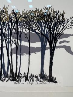 SIGNED THREE SCENE AUTUMN SUN AND TREESCAPE LITHOGRAPH - 3990601