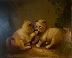 SIGNED VICTORIAN PAINTING THE MOUSERS DATED 1884 - 2492351
