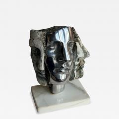 SILVIA STEIN ESCULTURAS Faces Sculpture on Marble Base - 4393858