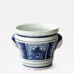 SMALL 18TH CENTURY BLUE AND WHITE FAIENCE CACHE POT - 1005413
