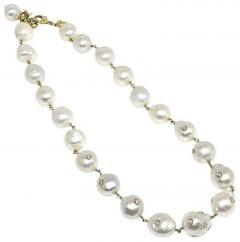 SOUTH SEA PEARL DIAMOND NECKLACE 18K GOLD 13 4MM 16 5 CERTIFIED - 2531731
