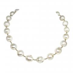SOUTH SEA PEARL DIAMOND NECKLACE 18K GOLD 13 4MM 16 5 CERTIFIED - 2532449