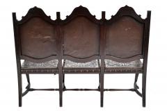 SPANISH COLONIAL PARLOR SET SETTEE ARM CHAIRS EMBOSSED LEATHER SPAIN 19TH C - 1245401