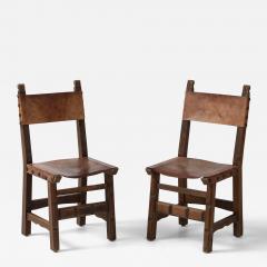 SPANISH LEATHER DINING CHAIRS Set of 2 - 4000252