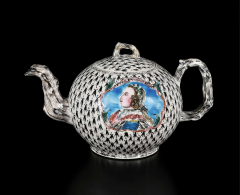 STAFFORDSHIRE FREDERICK THE GREAT OF PRUSSIA SALT GLAZED TEAPOT - 4766228