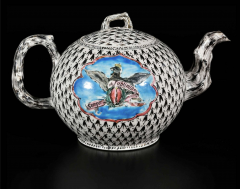 STAFFORDSHIRE FREDERICK THE GREAT OF PRUSSIA SALT GLAZED TEAPOT - 4766238