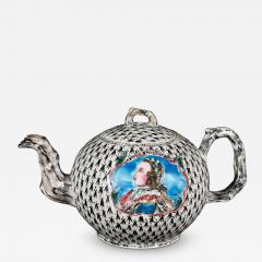 STAFFORDSHIRE FREDERICK THE GREAT OF PRUSSIA SALT GLAZED TEAPOT - 4766365