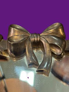 STERLING SILVER BOW DESIGN FRAMED BEVELED MIRROR VANITY TRAY - 4496063