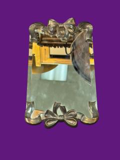 STERLING SILVER BOW DESIGN FRAMED BEVELED MIRROR VANITY TRAY - 4496065