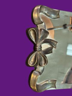 STERLING SILVER BOW DESIGN FRAMED BEVELED MIRROR VANITY TRAY - 4496066