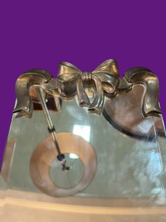 STERLING SILVER BOW DESIGN FRAMED BEVELED MIRROR VANITY TRAY - 4496068