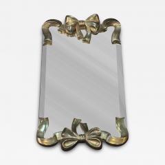 STERLING SILVER BOW DESIGN FRAMED BEVELED MIRROR VANITY TRAY - 4496103