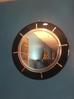 STUNNING ART DECO BLACK AND SILVER SHIPS WHEEL MIRROR - 734283