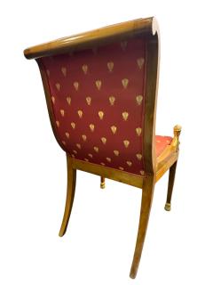 STUNNING EMPIRE CHAIR WITH GILT CARVED NUDE LIONESS CHAIR SILK GOLD BEE FABRIC - 4649087