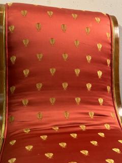 STUNNING EMPIRE CHAIR WITH GILT CARVED NUDE LIONESS CHAIR SILK GOLD BEE FABRIC - 4649090