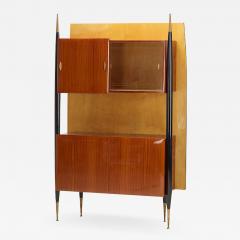 STYLISH 1950S ITALIAN LACQUERED MAHOGANY AND SYCAMORE WALL CABINET - 1912016