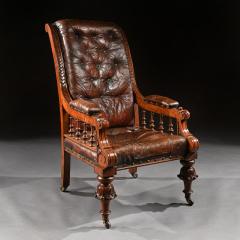 SUBSTANTIAL 19TH CENTURY OAK AND MOROCCAN LEATHER ARMCHAIR - 1875809