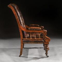 SUBSTANTIAL 19TH CENTURY OAK AND MOROCCAN LEATHER ARMCHAIR - 1875833