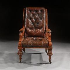 SUBSTANTIAL 19TH CENTURY OAK AND MOROCCAN LEATHER ARMCHAIR - 1875839