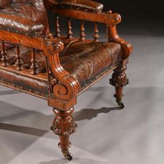 SUBSTANTIAL 19TH CENTURY OAK AND MOROCCAN LEATHER ARMCHAIR - 1875846