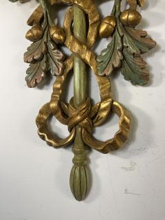 SUITE OF FANCY FOUR ITALIAN GOLD GREEN WOOD LEAF ACORN DESIGN SCONCES - 3734131