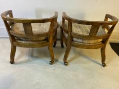 SUITE OF FOUR MODERN OLIVE WOOD DINING CHAIRS ON CASTERS - 1706647