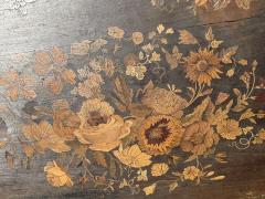SUPERB ANTIQUE BRASS EXOTIC WOODS INLAID FLOWERS COFFEE TABLE - 4592446