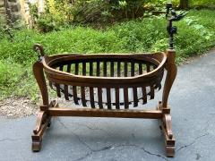 SUPERB GOTHIC 18TH CENTURY WOODEN BASSINET WITH SERPENTINE BRONZE CANDLE HOLDER - 4273920