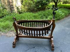SUPERB GOTHIC 18TH CENTURY WOODEN BASSINET WITH SERPENTINE BRONZE CANDLE HOLDER - 4273922