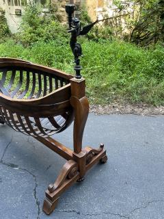 SUPERB GOTHIC 18TH CENTURY WOODEN BASSINET WITH SERPENTINE BRONZE CANDLE HOLDER - 4273930