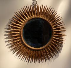 SUPERB LARGE MID 20TH CENTURY FRENCH GILT WOOD SUNBURST MIRROR - 1840499