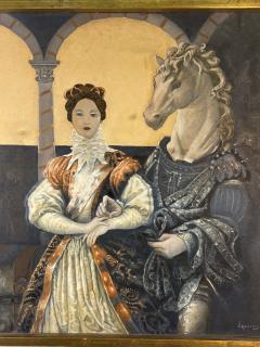 SURREALIST HORSEHEAD KING AND QUEEN PAINTING SIGNED ESPARZA 77 - 3165735