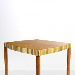SWEDISH ART DECO BIRCH ELM ROOT WOOD TABLE DETAILED WITH METAL LEAF  - 4182030