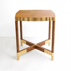 SWEDISH ART DECO BIRCH ELM ROOT WOOD TABLE DETAILED WITH METAL LEAF  - 4182032