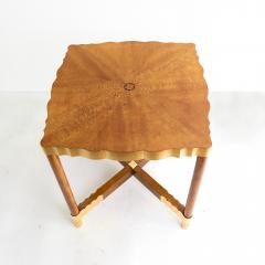 SWEDISH ART DECO BIRCH ELM ROOT WOOD TABLE DETAILED WITH METAL LEAF  - 4182033