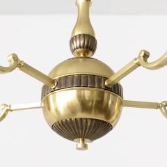 SWEDISH ART DECO BRASS 5 ARM CHANDELIER WITH PATINATED DETAILS - 3131775
