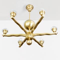 SWEDISH ART DECO BRASS CHANDELIER WITH SIX RADIATING ARMS - 2892370