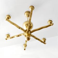 SWEDISH ART DECO BRASS CHANDELIER WITH SIX RADIATING ARMS - 2892372