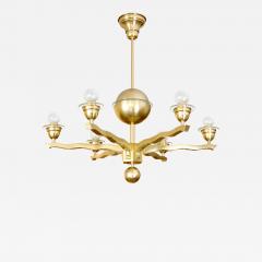 SWEDISH ART DECO BRASS CHANDELIER WITH SIX RADIATING ARMS - 2920651