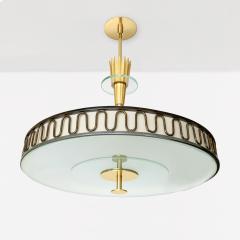 SWEDISH ART DECO CHANDELIER WITH GILT METAL CROWN AN UNDULATING MEANDER MOTIF - 2813656