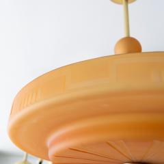 SWEDISH ART DECO CHANDELIER with ETCHED AMBER GLASS - 4405424