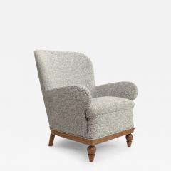SWEDISH ART DECO LOUNGE CHAIR WITH CARVED MAHOGANY BASE - 3154384