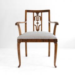 SWEDISH ART DECO PAIR OF STAINED BIRCH ARMCHAIRS WITH CARVED BACKS 1930 - 4463234